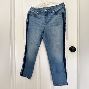 Chico's Light Blue Ankle Jeans with Dark Trim